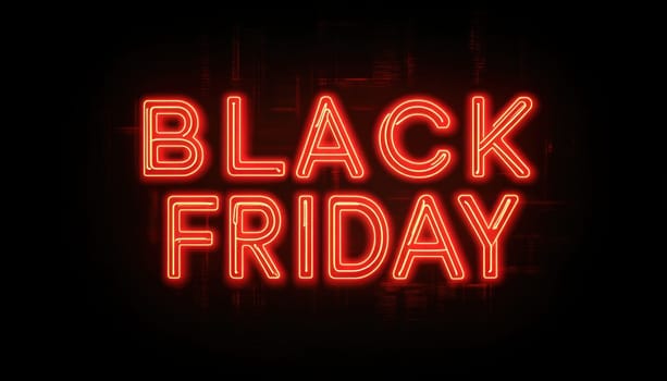 Black friday neon sign glowing on a dark background