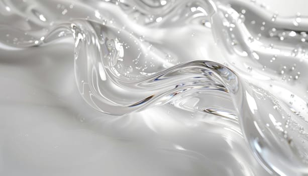 Transparent hyaluronic acid gel is flowing on a white background