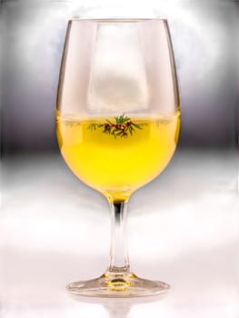 Greek Retsina Wine glass with the distinctive Greek wine flavored with pine resin often served. Drink isolated on transparent background.