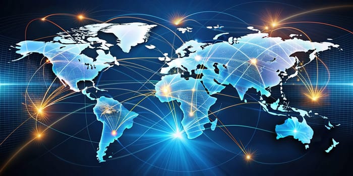 Global Partnership.A photo of two hands clasped in a handshake, set against a backdrop of a world map. This image symbolizes collaboration, cooperation, and the interconnectedness of the global community.