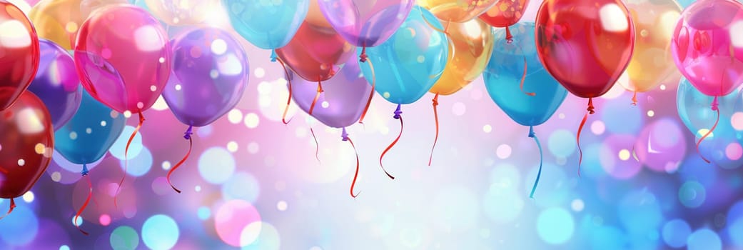 Colorful balloons drift overhead while visitors enjoy activities and entertainment at a lively city festival celebrating community and joy.