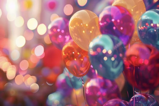 Brightly colored balloons enhance the festive ambiance at a lively city fair, where families gather to enjoy various attractions and activities.