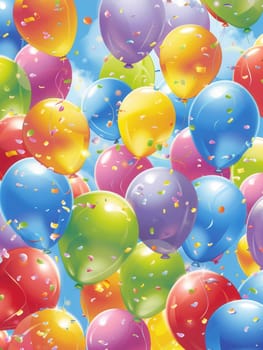 Bright balloons float joyfully in the air as families enjoy the festivities of the lively city fair.