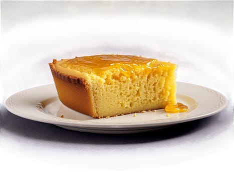 Cornbread with golden exterior honey and butter. Food isolated on transparent background.