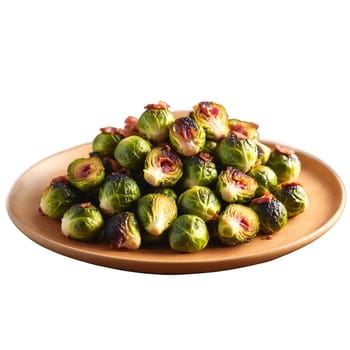 Roasted Brussels sprouts with pancetta crispy balsamic glaze black pepper Culinary and Food concept Final. Food isolated on transparent background