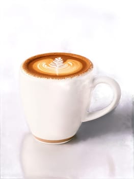 Flat White Coffee Ceramic mug with the popular Australian coffee featuring thin layer of foam. Drink isolated on transparent background.