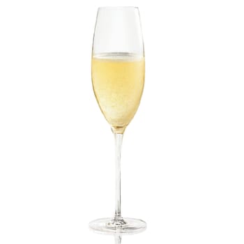 Orrefors Difference Sparkling glass modern geometric crystal bowl long stem shimmering golden champagne gentle swirl. Close-up wine glass, isolated on transparent background