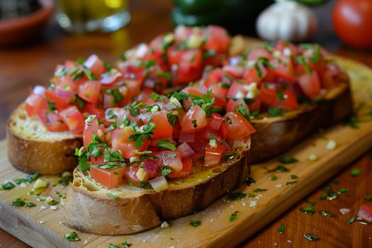 bruschetta with garlic tomato and olive oi