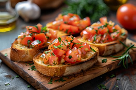 bruschetta with garlic tomato and olive oi