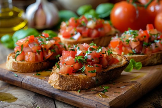 bruschetta with garlic tomato and olive oi