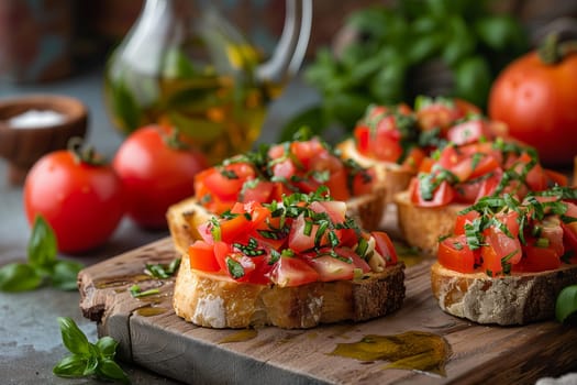 bruschetta with garlic tomato and olive oi