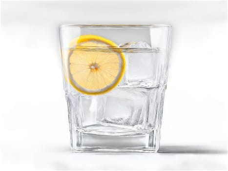 Americano A smooth americano in a simple glass with a single ice cube and. Drink isolated on transparent background.