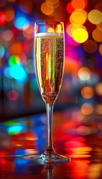 New year s eve celebration abstract bokeh background with champagne glass for festive mood