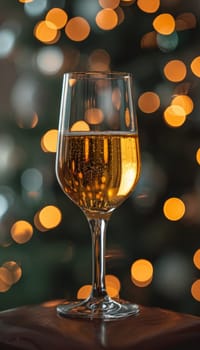 New year s eve celebration abstract bokeh background with sparkling champagne glass