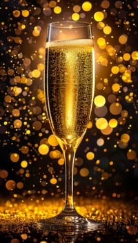 New year s eve bokeh background with champagne glass abstract celebration concept