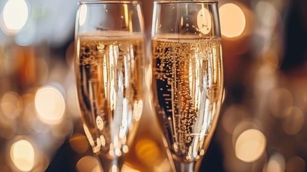 New year s eve celebration bokeh abstract background with champagne glasses