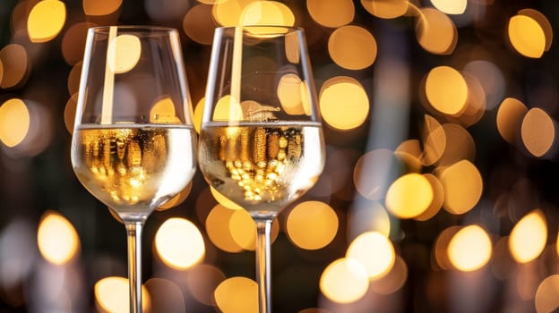 New year s eve celebration bokeh abstract background with champagne glasses