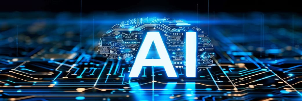 Abstract bokeh background with ai letters representing artificial intelligence innovations