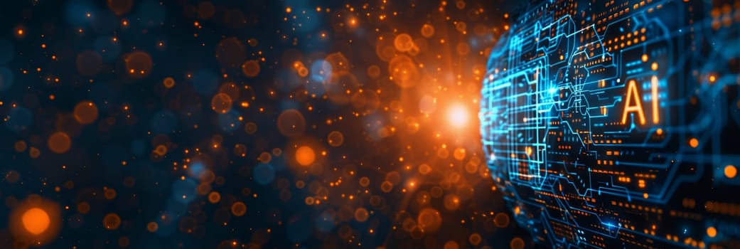 Abstract bokeh background with ai letters signifying modern artificial intelligence ideas