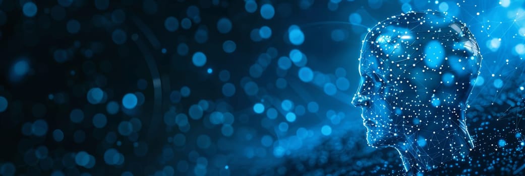 Ai human on abstract bokeh backdrop, symbolizing cutting edge artificial intelligence innovations