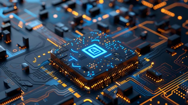 Abstract bokeh background with ai letters, illustrating innovative artificial intelligence concepts