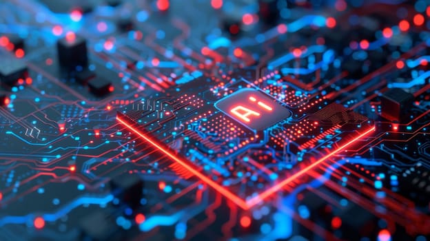 Ai letters on abstract bokeh background depicting cutting edge concepts in artificial intelligence