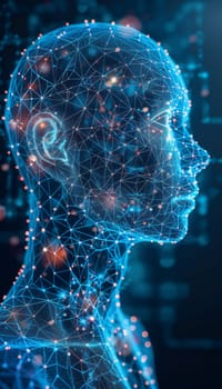Ai human on abstract bokeh background representing emerging artificial intelligence concepts