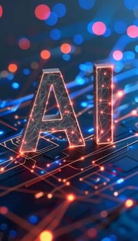 Abstract bokeh background with ai letters signifying advancements in artificial intelligence