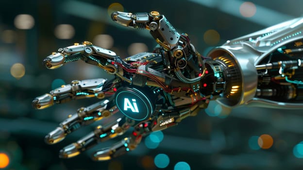 Close up of ai robotic hand, symbolizing advancements in artificial intelligence