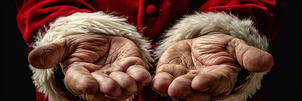 Santa claus hands holding for mockup, symbolizing new year and future concepts for upcoming years