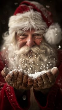 Santa claus holding hands for mockup, christmas, new year and future concepts