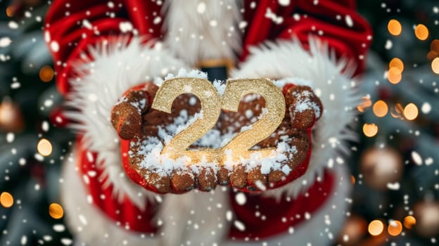 Santa claus holding 22 december number symbolizing new year and future concepts for festive