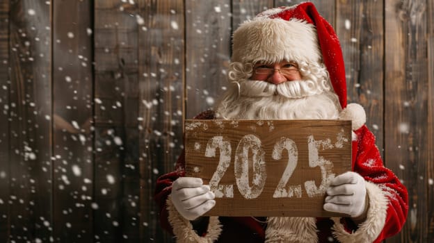 Santa claus with 2025 numbers symbolizing new year and future concepts for 2025 celebration