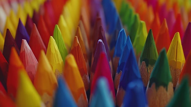 Close view of colorful rainbow pencils
