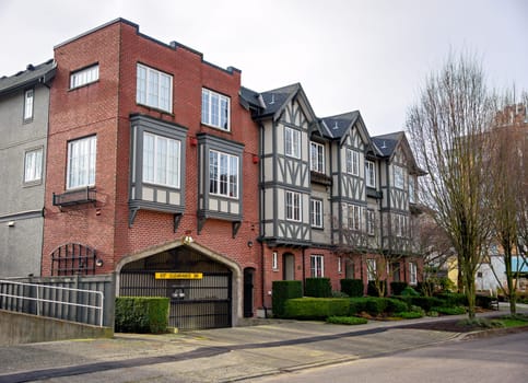 A perfect neighbourhood. Low rise residential building on winter season in Vancouver, Canada.