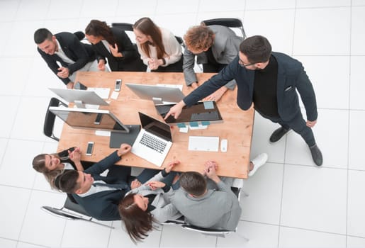 top view. business team discussing at a working meeting. business concept