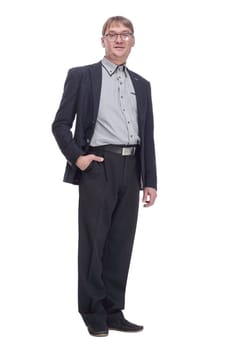 full-length.mature man in a business suit. isolated on a white background.