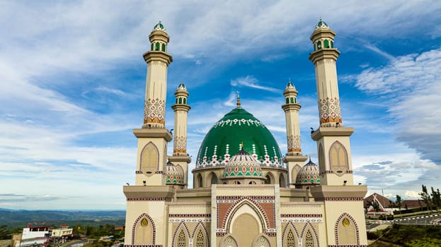 Great Mosque in Sumatra view from above. Masjid Agung Syahrun Nur Tapanuli Selatan. Indonesia.