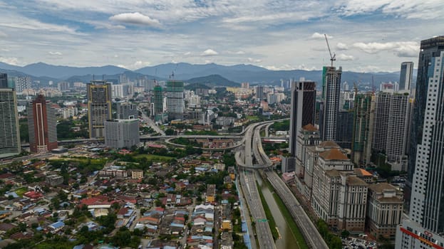 Kuala Lumpur, Malaysia - September 11, 2022: City of Kuala Lumpur with high-rise buildings and skyscrapers.