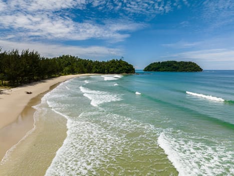 Tropical beach with crystal clear water in the tropics. Borneo, Malaysia.