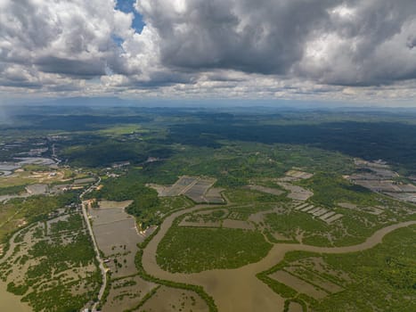 Countryside with farmland and rice fields. Sumatra. Indonesia.