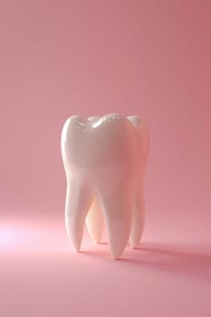 Snow white tooth symbolizing dental health on solid color background, concept of dentistry