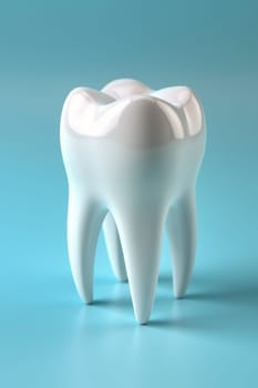 Single white tooth on plain backdrop, symbolizing dental health and dentistry concept