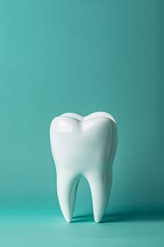 Snow white healthy tooth representing dentistry on solid background, concept of dental care