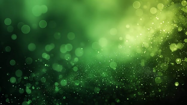 Abstract green bokeh background with light blur, bright effect, sparkle and glow for design