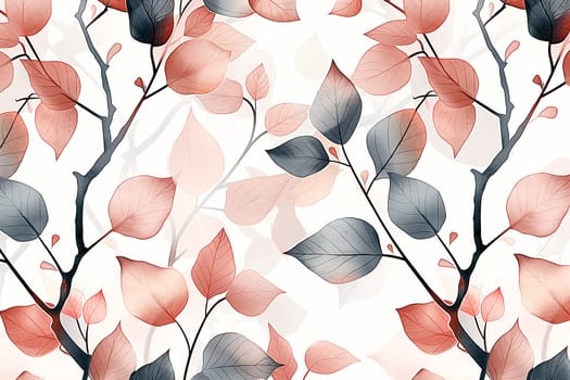 Botanical illustration with leaves pattern background showcasing nature and autumn aesthetic design