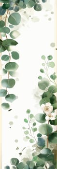 Eucalyptus leaves and greenery floral foliage in a botanical design nature illustration background