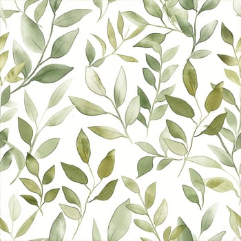 Green watercolor leaves pattern with natural and botanical foliage background design