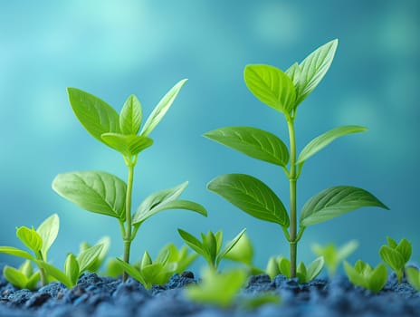 Young green seedlings in growth stage, nature's eco-friendly botanical leaves and sprout display