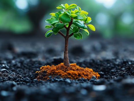 Sapling growth in soil depicting nature, tree, environment, green, and ecology in a botany background